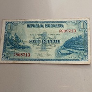 uang kertas lama/ kuno 1 rupiah tahun 1951 