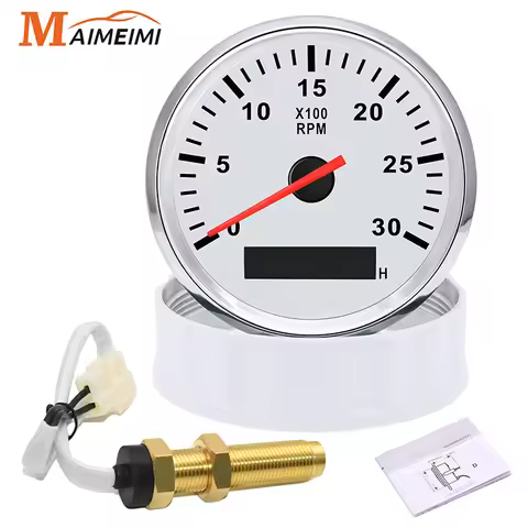 85mm Tachometer Tacho Gauge with Digital Hourmeter M16 M18mm RPM Sensor Universal For Car Boat Tacho