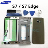 Complete Housing For Samsung Galaxy S7 G930F S7 Edge G935F Front Screen Glass Lens Middle Frame Back Rear Cover Full Case + Tool