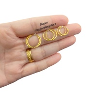Gold large chisel ring earring375