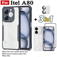 3 IN 1 Itel A80 Anti-fall Mobile Phone Case for Itel A 80 A8 0 A80 Tempered Glass Film+lens Film