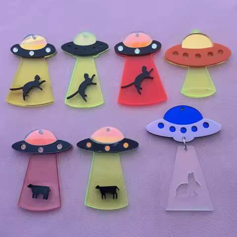 7pcs UFO spacecraft fluorescent acrylic jewelry pendant earrings pendant