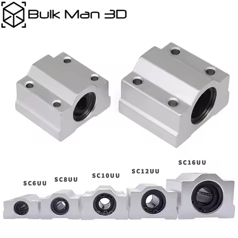 2Pcs Linear Ball Bearing Slide Bushing Block SC6UU SC8UU SC10UU SC12UU SC16UU for CNC 3D Printer Lin