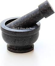 Stones And Homes Indian Black Mortar and Pestle Set 3 Inch Granite Pill Crusher Herbs Spice Grinder for Kitchen and Home Small Bowl Polished Round Medicine Pills Stone Grinder - (7.6x4.8x3.2 cm)