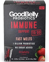 GoodBelly to Go™ Fast Melts - Promotes Immunity Support Through Live Probiotics for Women &amp; Men, Strawberry Flavor, 30 On-The-Go Packets