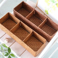 Kens Hand-woven Desktop Compartment Storage Box Coffee Table Remote Control Key Classification House