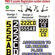 E-Scooter PMD LTA COMPLIANT Identification Number Sticker (Fast Delivery)