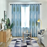 Jarlhome 2JL364 Ready Stock 1 PC Four Row Leaves Pattern  Blackout  Window Curtain  Ring Hook Rod  "Customizable”