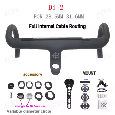 T1000 Di2 Carbon Road Handlebar With Stem 28.6/31.8mm Integrated handlebar OD2 Road Bike bar 380/400