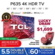 TCL 4K TV P635 Google TV Android TV | 43 50 55 58 65 70 75 inch | Dolby Audio | HDR 10 | HDMI 2.1 | Edgeless Design | Dolby Audio | Voice Control