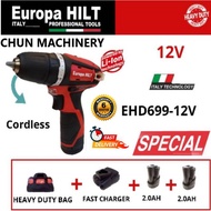 EUROPA HILT EHD699-12V CORDLESS COMPACT DRILL (E12CD) (COMPLETE SET)
