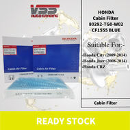 HONDA CABIN FILTER (BLUE) HONDA CITY JAZZ CIVIC (80929-SB7-W03/80292-TG0-W02/80292-SNL-T01) CF1555-B