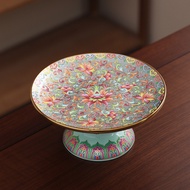 Enamel color Chinese fruit plate high foot plate ceramic snack snack snack plate tray