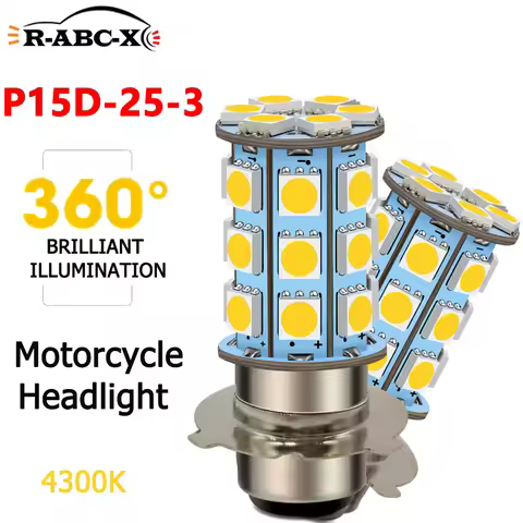 2Pcs P15D-25-3 LED Motorcycle Headlight Bulb 6V 12V 24V 4300K Warm White Motorbike Bike Moto Moped S