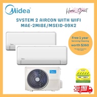 MIDEA SYSTEM 2 AIRCON WITH WIFI MAE-2M18E/MSEID-09 X 2 [5 Ticks NEA Rating]