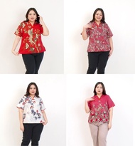 BAJU BLOUSE BATIK WANITA JUMBO OVER BIG SIZE 331 MERAH HAMIL XXL XXXL 