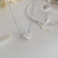 We Flower Chic 14K Gold Geometric Zirconia Heart Pendant Necklace for Women Girls CZ Peach Choker Jewelry