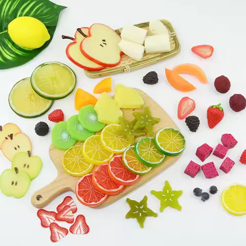 1pc Simulation apple Slices Fruit Block Plastic Artificial Fruit Models Lifelike Decorative Fake Fru
