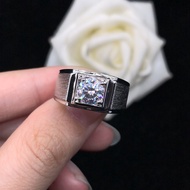 REGJU Solid 14K White Gold AU585 Platinum PT950 Mens Diamond Ring Fashion Frosted Trend Hand Jewelry