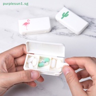 Purrple 3 Grids Mini Pill Case Plastic Travel Medicine Box Cute Small Tablet Pill Storage Organizer Box Holder Container Dispenser Case SG