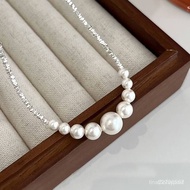 3 Days S999 Pure Silver Broken Pearl Necklace Simple ins French High-End Light Luxury Girlfriend Val
