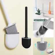 Silicone Toilet Brush Flexible Soft Brush Flat Head Holder Set Bathroom Cleaning Brush Wall Mounting Toilet Brush Breathable