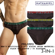 NATHANIEL BRIEF FELIPPO - Underwear for Men 3-in-1 Bikini Brief Cotton Fabric 100% Original