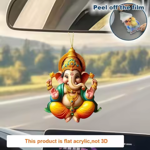 2D Ganesha Versatile Pendant Eastern Elements Keychain Flat Acrylic Ornament for Car Bag Festive Par