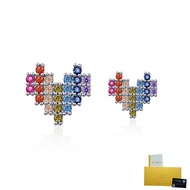 With Gra Certificate- Pt950 Platinum Rainbow Earrings Heart-Shaped Colored Diamond Asymmetric Earrin