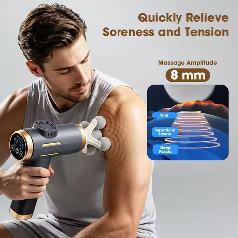 Fascial Massage Gun Portable Deep Tissue Percussion Massager Handheld for Body Back Neck Leg Pain Re