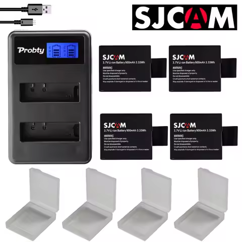 New 4pcs SJCAM sj4000 battery + bateria sj7000 sj5000 sj6000 sj8000 SJ M10 dual USB charger for SJCA