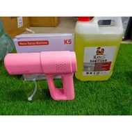 Nano Sanitizer spray gun K5 free Large Bottle of 5L Disinfection Water 1 Set K5蓝光消毒枪 送 大瓶5L消毒水 1套 下单12小时发货