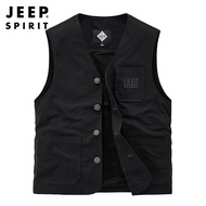 JEEP SPIRIT เสื้อกั๊กผู้ชายเสื้อกั๊กลำลองแบบบางเสื้อกั๊กไซส์ใหญ่เสื้อกั๊กสำหรับกิจกรรมกลางแจ้งตกปลาส