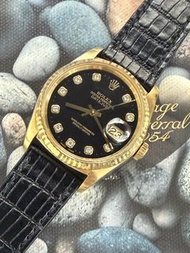 🌈🌈新返貨啦🌈🌈 ROLEX 勞力士 Datejust 16238 36mm ✨18K黃金黑面水泡鑽石字面 🔗連皮帶 原裝包金扣 ⚡自動機芯 💎淨錶 💛狀態一流 🌟VU3293（廣華街店）