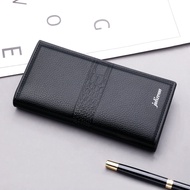 Men's Long Wallet with Zipper Large Capacity Trendy Mobile Phone Men's Button Wallet Personalized Soft Leather Men's Wallet