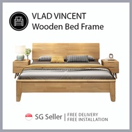 VLAD VINCENT King Size Queen Size with Storage Wooden Bed Frame