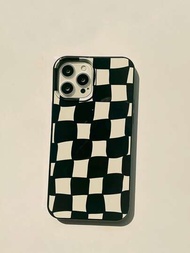 1入組gucadi亮黑色扭曲幾何網格設計手機殼,適用於iphone 11,iphone 13,iphone 14 Pro Max