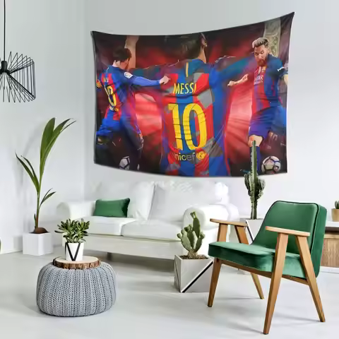 Leo Messi Barcelona Tapestry - Celebrating Legends with Iconic Moments - Perfect for Home Decor, Sho