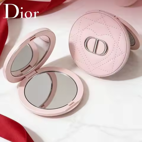 Christian Dior Dior’s bag Elegant Pink Leather Clutch Bag For Women Inlaid Double Sided Makeup Mirro