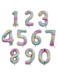 40吋數字0-9漸層星空七彩大尺寸數字箔氦氣球生日週年紀念派對慶典裝飾大號地球儀