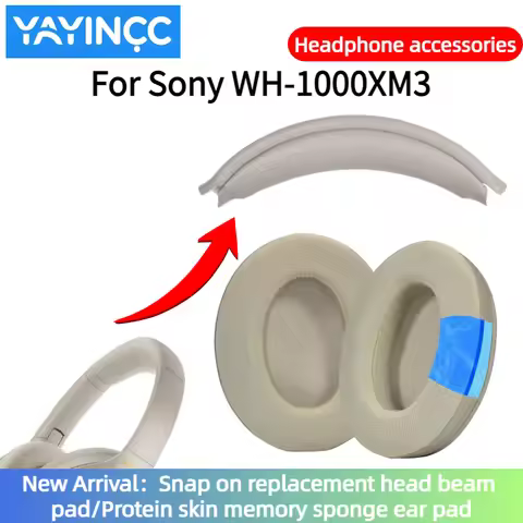 Replacement Golden Snap on Headbeam cushion/Protein skin ear pad For Sony WH-1000XM3 Headset repair 