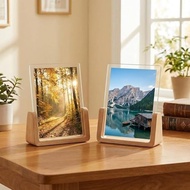 6x8 Rustic Picture Frame Set of 2 Wooden Photo Frames with Base U Shaped Double Sided High Definitio