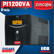 ⚡ZIRCON UPS PI-ECO-1200VA/840W PSU80+ รูปคลื่นเพียวซายน์เวฟ 100 %สำหรับคอมทุกแบบ ประกัน 2 ปี