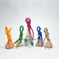 Hanging Perfume Glass Bottle 8 Ml Apple Print Oval Color Triangular Wooden Cap / Glass Bottle / Perf