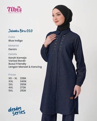 NIBRAS JALANKU BIRU 010 BLUE INDIGO DENIM SERIES BAJU ATASAN TUNIK KEMEJA OUTER JEANS WANITA TERBARU