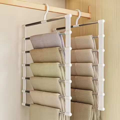 Multi functional pants rack, cloud ladder hanging, folding pants rack, stainless steel pants clip, 7