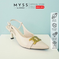 MYSS women's high heels with pointed toe and fashionable 5cm open heel CC eyelets - CG222