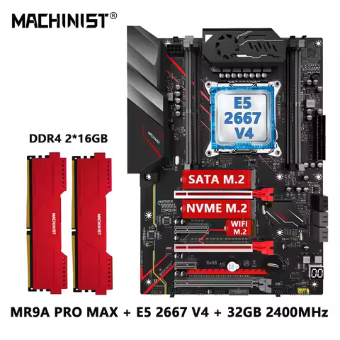 MACHINIST X99 MR9A PRO MAX kit Motherboard LGA 2011-3 Set ECC 32GB DDR4 2400MHz RAM. With Xeon E5 26