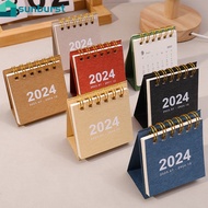 2024 Mini Desk Calendar / Daily Scheduler Table Planner / Simple Coil Calendar Book / Cartoon Standing Flip Desktop Calendar / Desk Decor Accessories Knickknacks