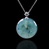 冰種飄花翡翠平安扣項鍊 18K金 | 天然緬甸玉A貨翡翠 | 送禮